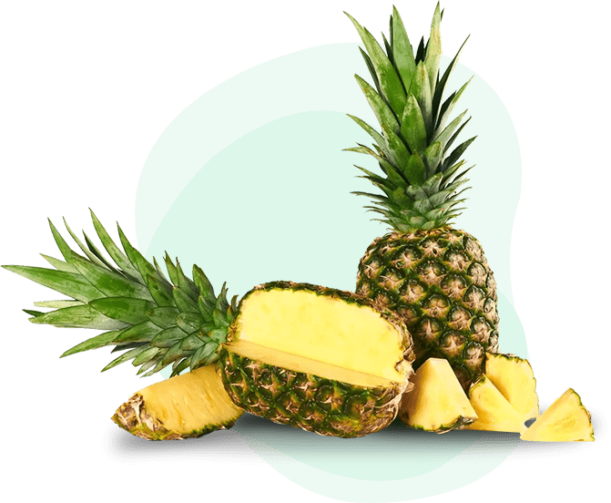 A couple of pineapples are sitting on the table