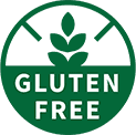 A green circle with the words gluten free in it.