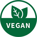 A green circle with the word vegan in it.